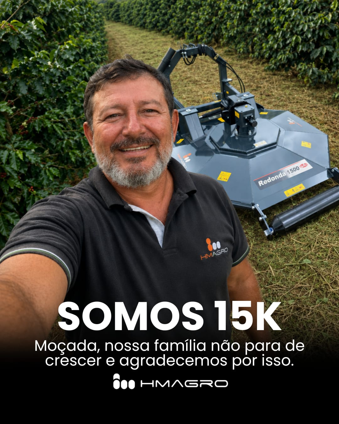 Post de marco de audiência do cliente HMAGRO, 15 mil seguidores